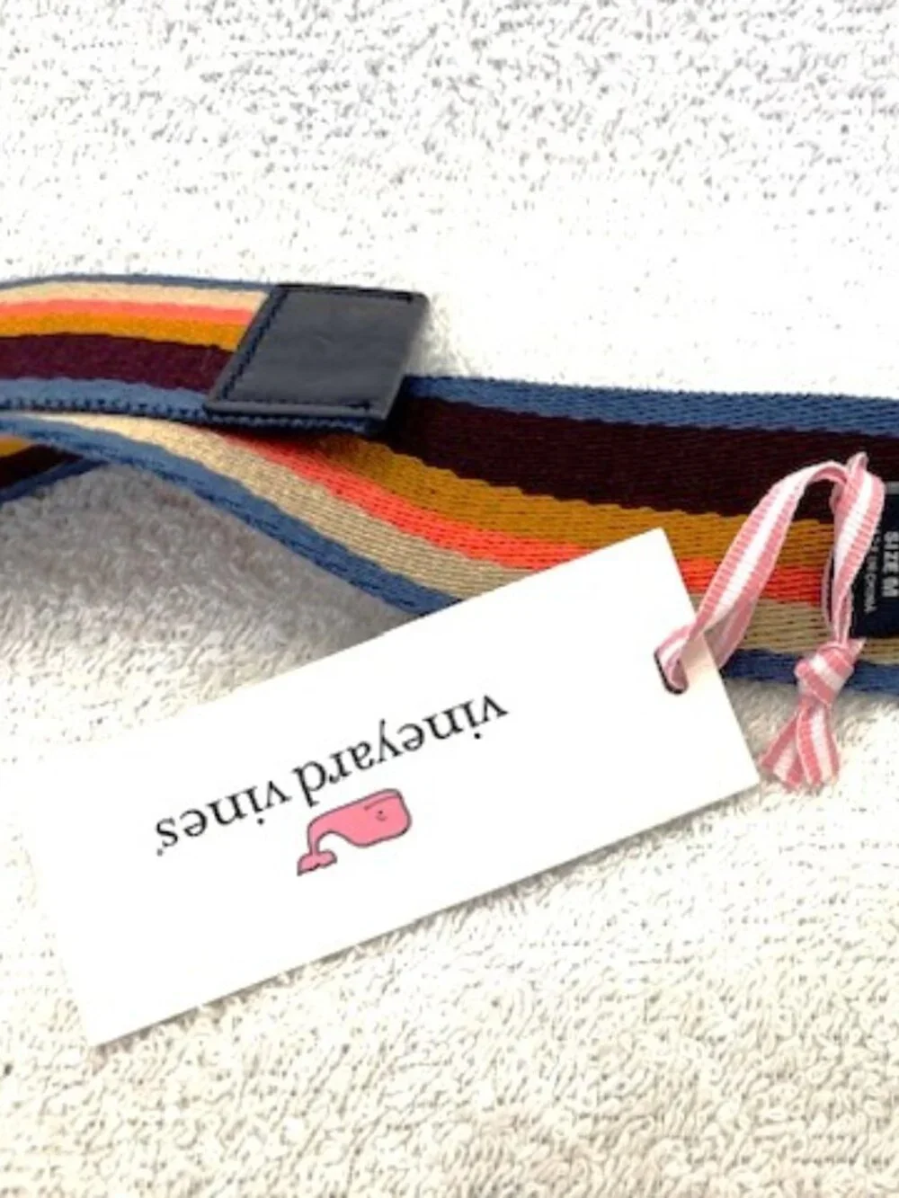 Vineyard Vines Heritage D-Ring striped belt in Crimson Size M